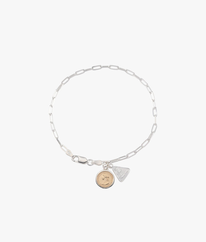 Von Treskow Clip Chain Bracelet w/ Gold Filled Nano Token - Silver/Gold | Mocha Australia