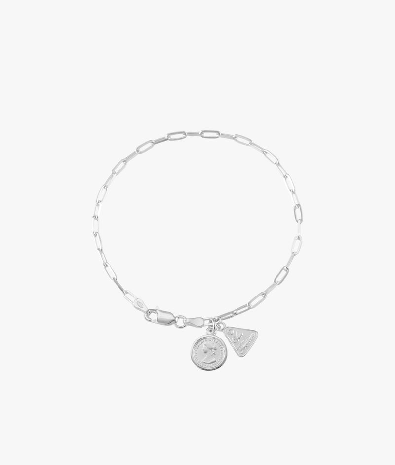 Von Treskow Clip Chain Bracelet w/ Bezelled Nano Token - Silver | Mocha Australia
