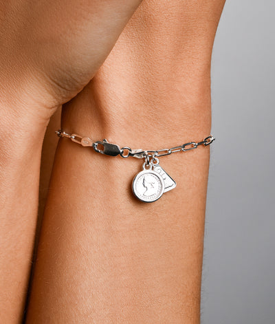 Von Treskow Clip Chain Bracelet w/ Bezelled Nano Token - Silver | Mocha Australia
