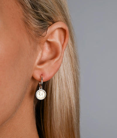 Von Treskow Hammered Hoops w/ Gold Filled Nano Token - Gold/Silver | Mocha Australia