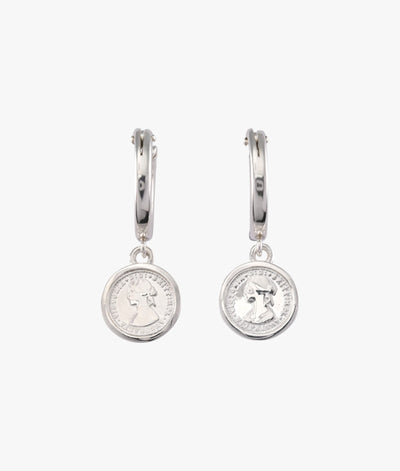 Von Treskow Hinged Hoops w/ Bezelled Nano Token - Silver | Mocha Australia