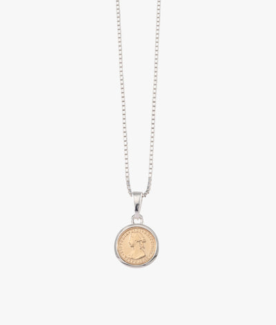 Von Treskow Box Chain Necklace w/ Gold Filled Nano Token - Silver/Gold | Mocha Australia
