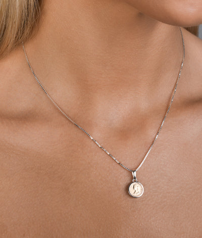 Von Treskow Box Chain Necklace w/ Gold Filled Nano Token - Silver/Gold | Mocha Australia