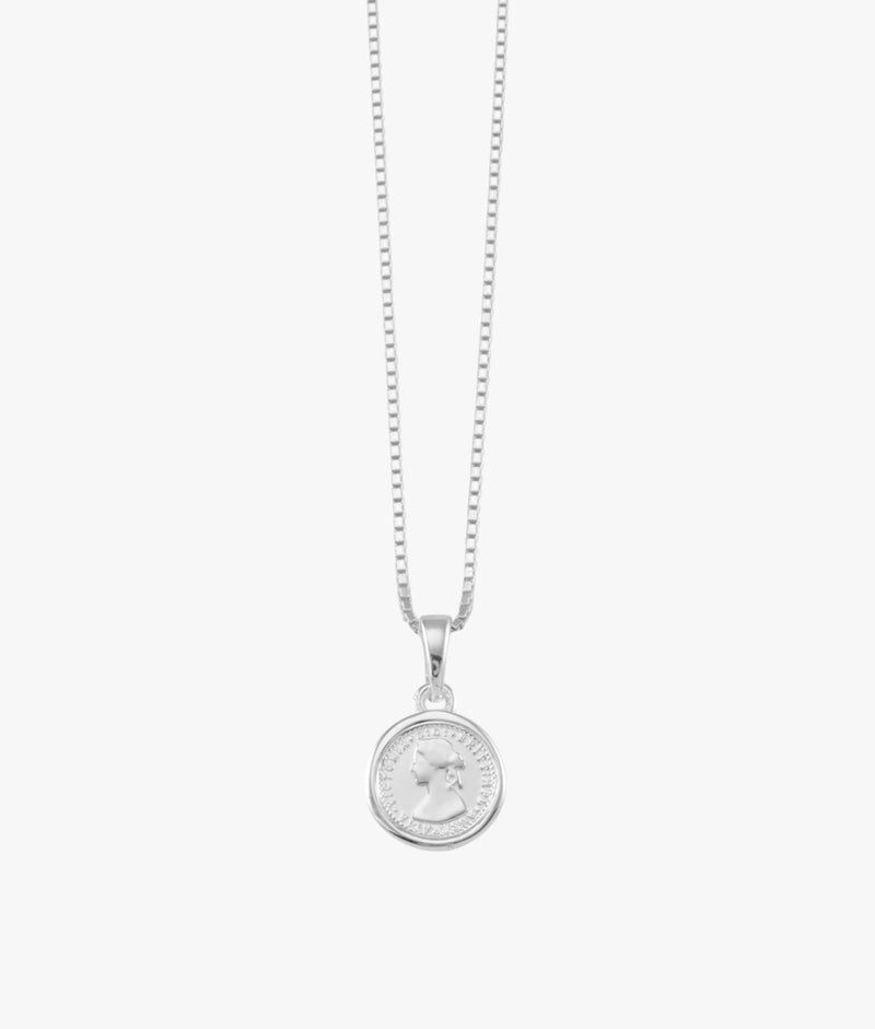 Von Treskow Box Chain Necklace w/ Bezelled Nano Token - Silver | Mocha Australia