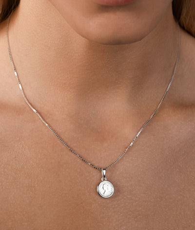 Von Treskow Box Chain Necklace w/ Bezelled Nano Token - Silver | Mocha Australia
