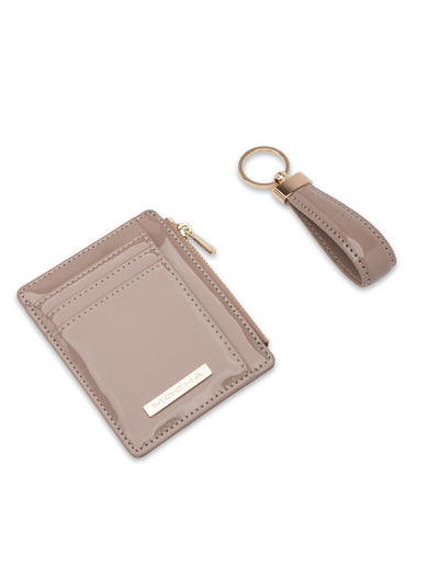 Mocha Gift Pack 2A - Willow Patent Card Holder & Keyring - Dusty Rose