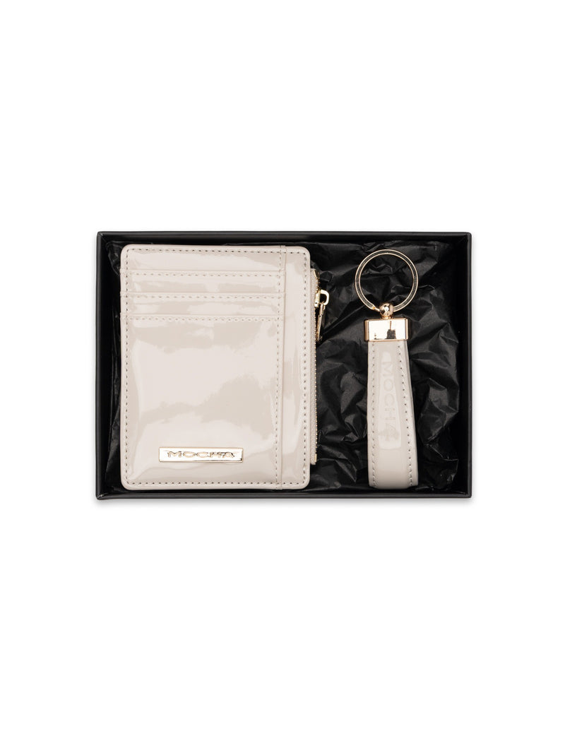 Mocha Gift Pack 2B - Willow Patent Card Holder & Keyring - Oat