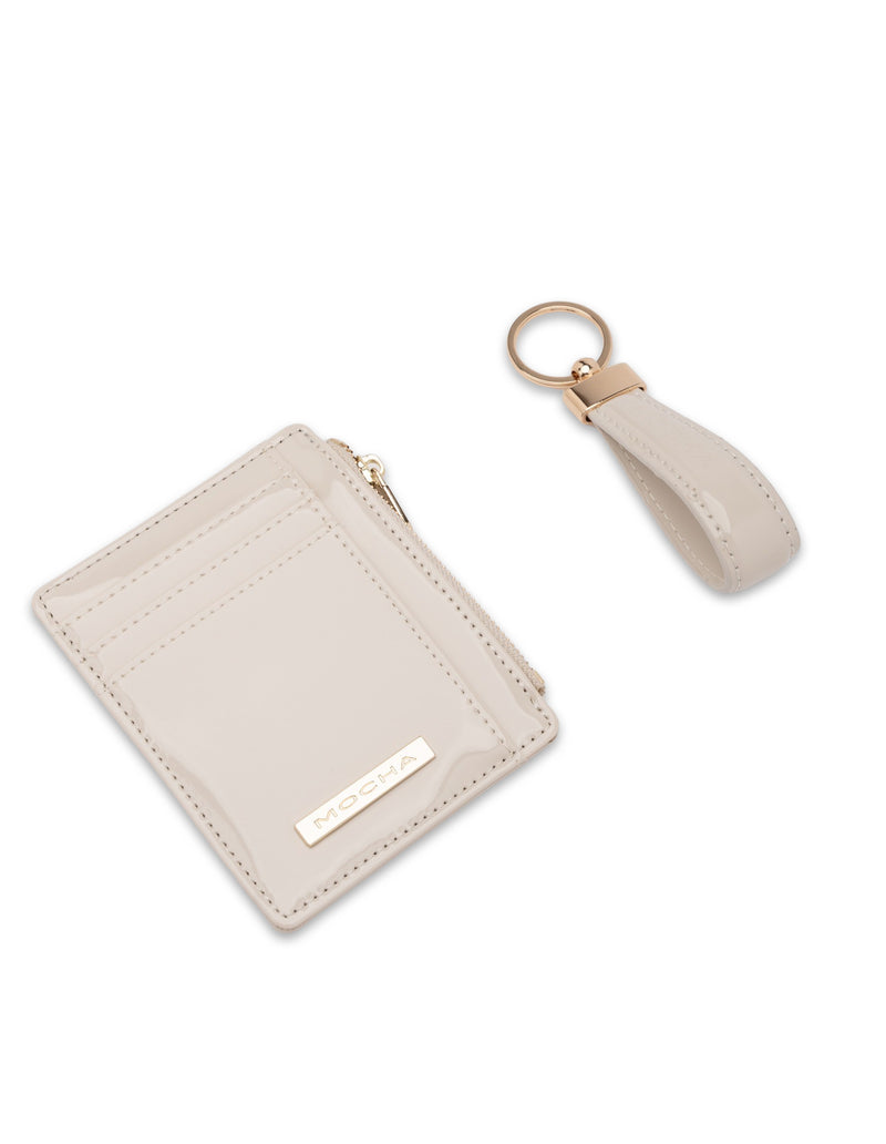 Mocha Gift Pack 2B - Willow Patent Card Holder & Keyring - Oat