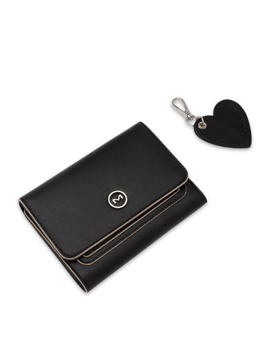 Mocha Gift Pack 3A - Madeline Wallet & Heart Keyring - Black/Black