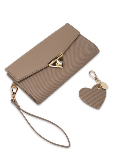 Mocha Gift Pack 4B - Penelope Wallet Clutch & Heart Keyring - Taupe