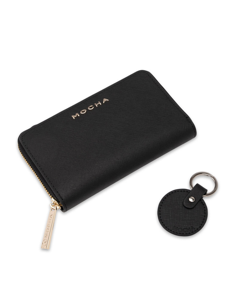 Mocha Gift Pack 5A - Kristin Leather Wallet & Keyring - Black
