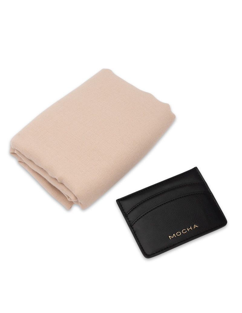 Mocha Gift Pack 6 - Timeless Lightweight Scarf & Claire Cardholder - Beige/Black