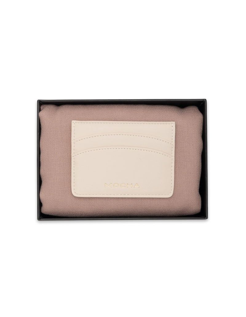 Mocha Gift Pack 7 - Timeless Lightweight Scarf & Claire Cardholder - Taupe/Ecru