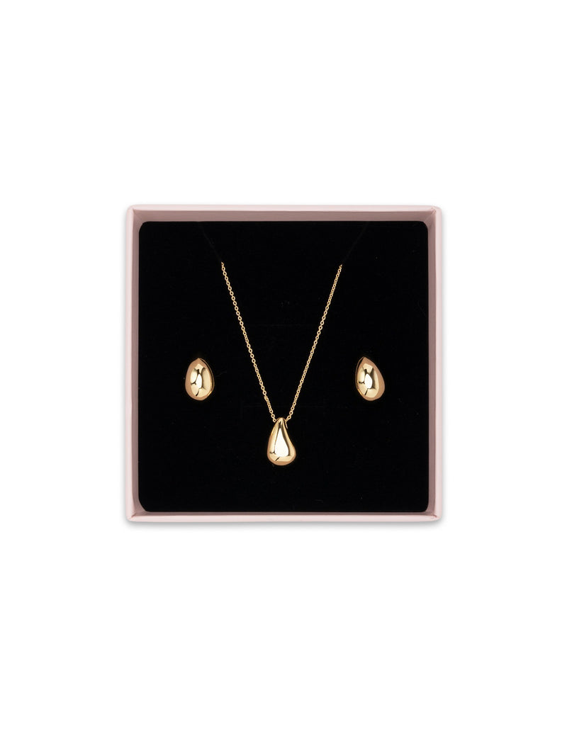 Mocha Gift Pack 9A - Mini Luna Necklace & Earring - Light Gold