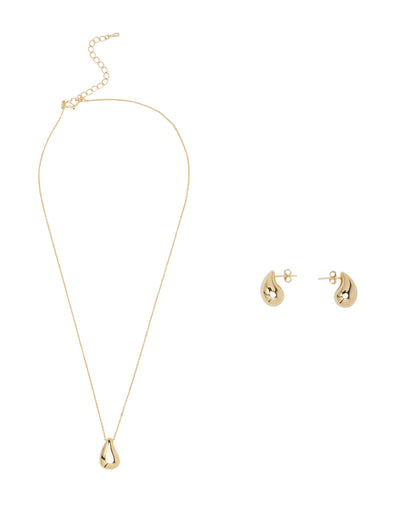 Mocha Gift Pack 9A - Mini Luna Necklace & Earring - Light Gold