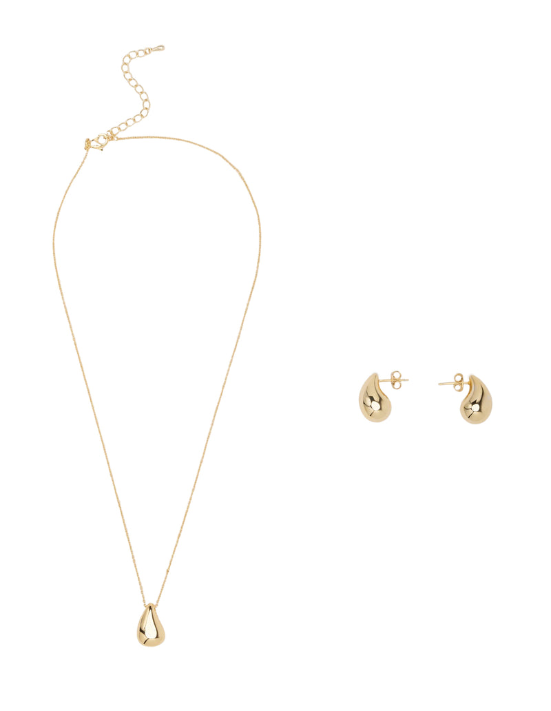 Mocha Gift Pack 9A - Mini Luna Necklace & Earring - Light Gold