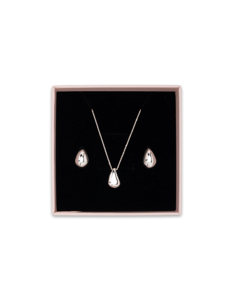 Mocha Gift Pack 9B - Mini Luna Necklace & Earring - Silver