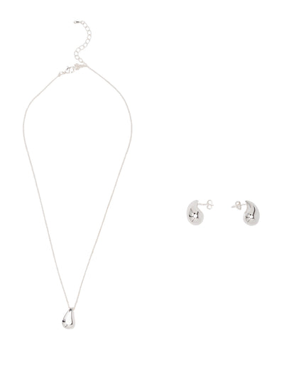 Mocha Gift Pack 9B - Mini Luna Necklace & Earring - Silver