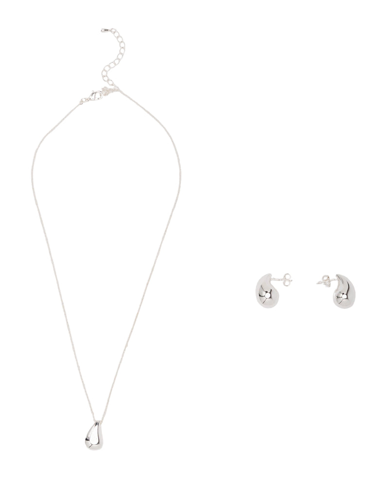 Mocha Gift Pack 9B - Mini Luna Necklace & Earring - Silver
