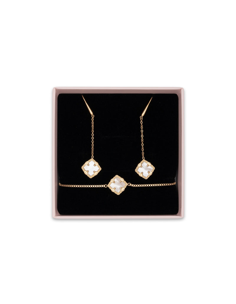 Mocha Gift Pack 10A - Delaney Baroque Pearl Bracelet & Earring - Light Gold