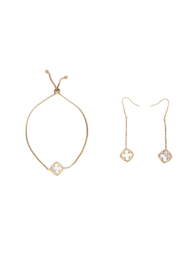 Mocha Gift Pack 10A - Delaney Baroque Pearl Bracelet & Earring - Light Gold