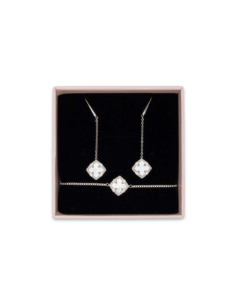 Mocha Gift Pack 10B - Delaney Baroque Pearl Bracelet & Earring - Silver