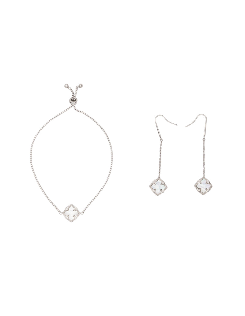 Mocha Gift Pack 10B - Delaney Baroque Pearl Bracelet & Earring - Silver