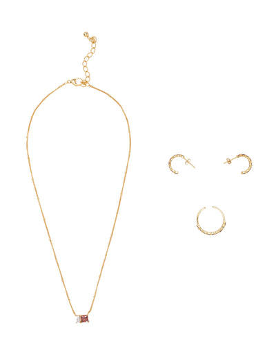 Mocha Gift Pack 11A - Elly Lou Celestial Necklace, Ring and Earring - Red