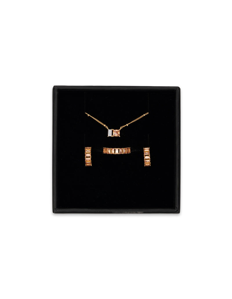 Mocha Gift Pack 11B - Elly Lou Celestial Necklace, Ring and Earring - Rose Beige