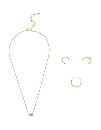 Mocha Gift Pack 11B - Elly Lou Celestial Necklace, Ring and Earring - Rose Beige