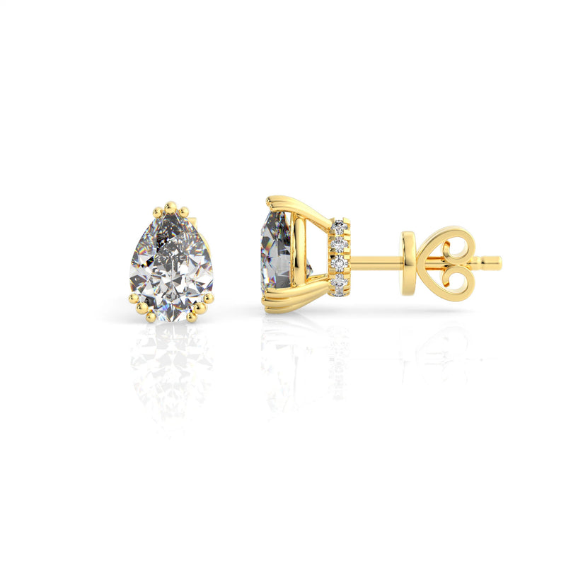 Georgini Elegant Essentials 7mm Pear Cut Hidden Halo Studs - Gold