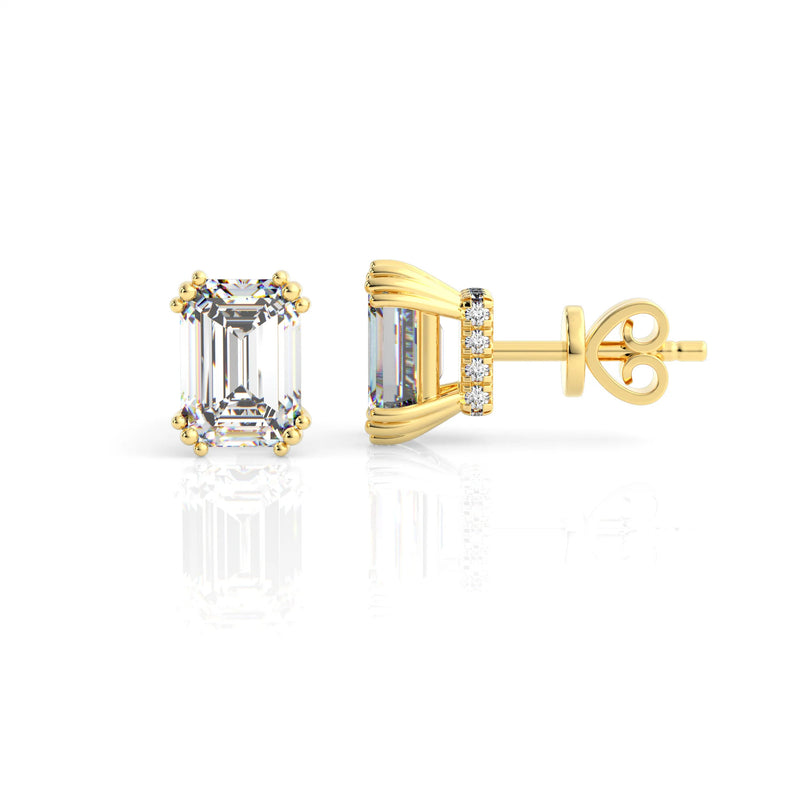 Georgini Elegant Essentials 7mm Emerald Cut Hidden Halo Studs - Gold