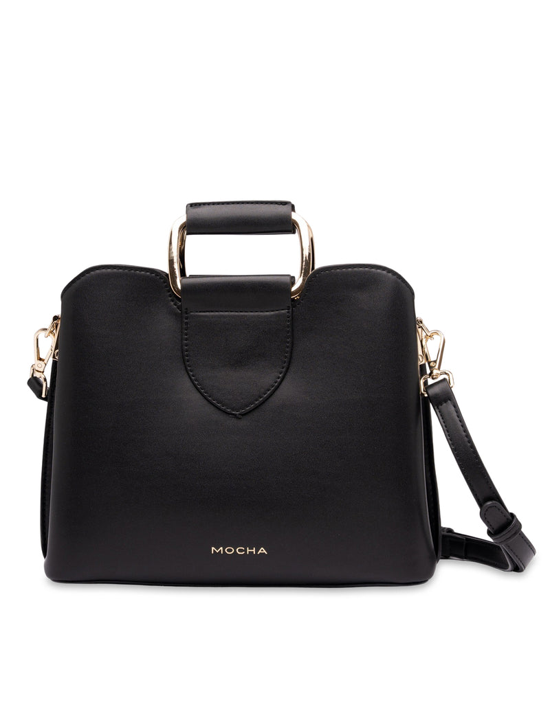 Mocha Freya Metal Handle Tote - Black Mocha Freya Metal Handle Tote - Black