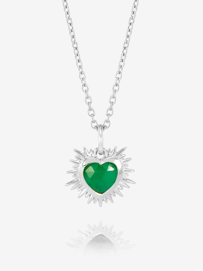 Rachel Jackson Electric Love Birthsone Heart Necklace MAY - Silver