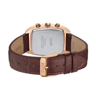 CLUSE Quartaut Chrono - Brown Leather/Rose Gold
