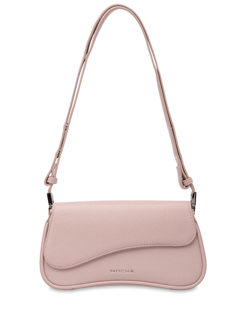 Mocha Zoe Wavy Baguette Shoulder Bag - Blush