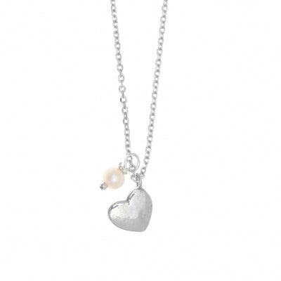 Gregio Simply Me/ Tiny Shiny Necklace w/ Heart & Pearl - Silver | Mocha Australia