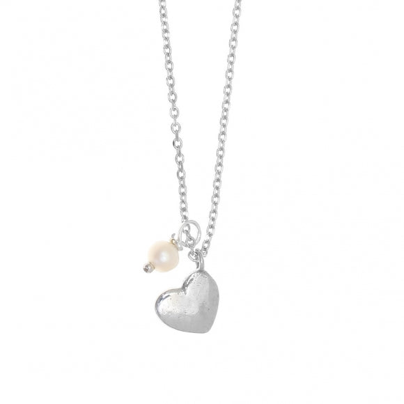 Gregio Simply Me/ Tiny Shiny Necklace w/ Heart & Pearl - Silver | Mocha Australia