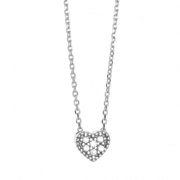 Gregio Simply Me/Tiny Shiny Necklace w/ CZ Heart - Silver | Mocha Australia