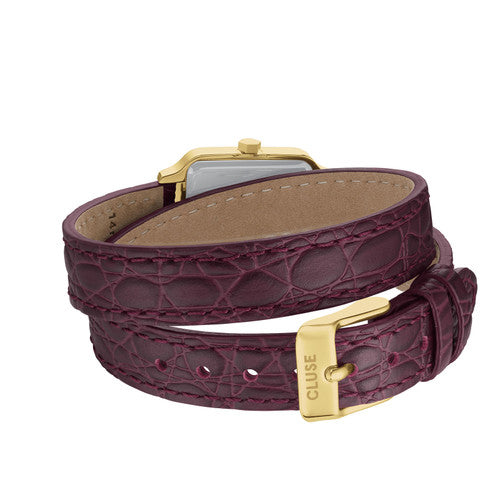 CLUSE Gracieuse Petite Double Strap - Wine Croc Leather/Gold