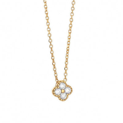 Gregio Simply Me/ Tiny Shiny Yg Necklace w/ Cz Flower - Gold | Mocha Australia
