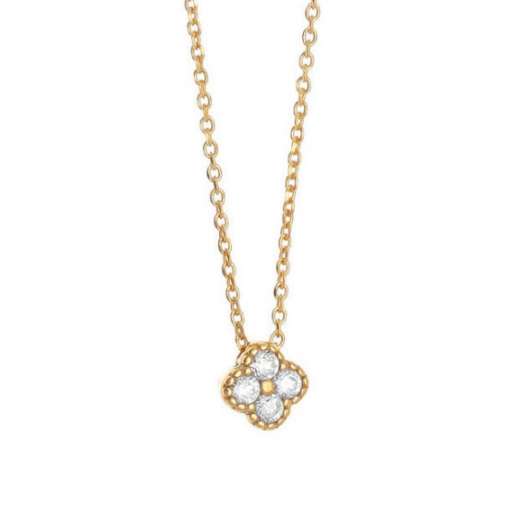 Gregio Simply Me/ Tiny Shiny Yg Necklace w/ Cz Flower - Gold | Mocha Australia