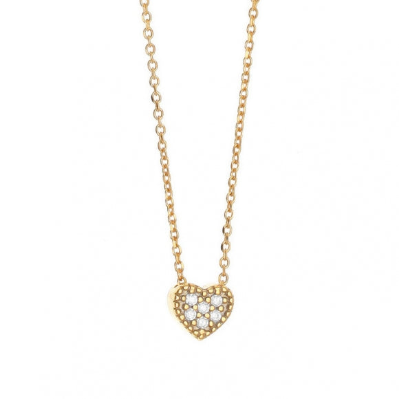 Gregio Simply Me/Tiny Shiny Necklace w/ CZ Heart - Gold | Mocha Australia