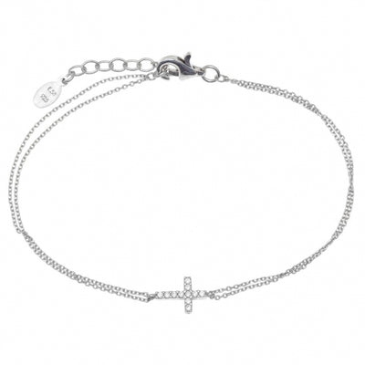 Gregio Tiny Shiny Yg Bracelet w/ Cz Cross - Silver | Mocha Australia