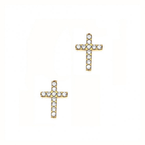 Gregio Simply Me/Tiny Shiny CZ Cross Studs - Gold | Mocha Australia