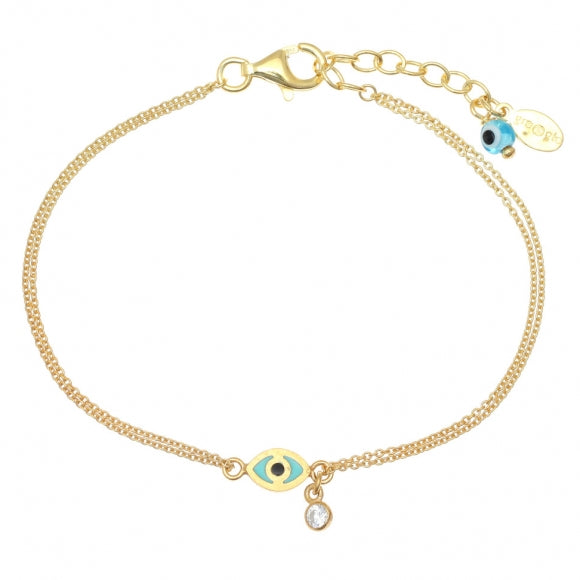 Gregio Bracelet W/ Blue Enamel Eye - Gold | Mocha Australia