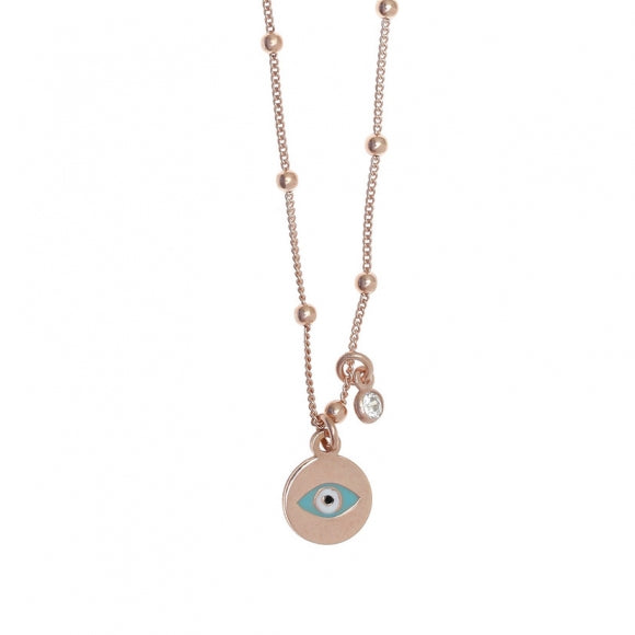 Gregio Necklace W/ Ball Chain and Evil Eye - Rose Gold | Mocha Australia