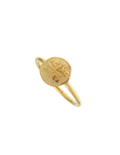Gregio Symbolic Ring W/ IC XC NI KA Cross- Gold | Mocha Australia