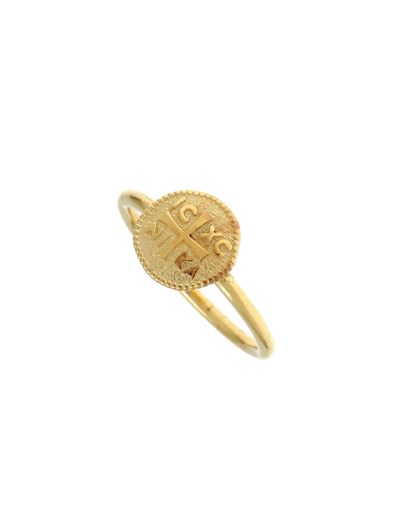 Gregio Symbolic Ring W/ IC XC NI KA Cross- Gold | Mocha Australia
