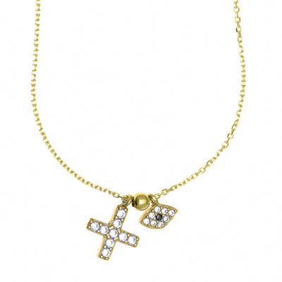 Gregio Simply Me/ Tiny Shiny Yg Necklace w/ Cz Evil Eye & Cross - Gold | Mocha Australia